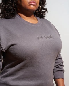 High Saditty Statement Crewneck - Charcoal Monochrome